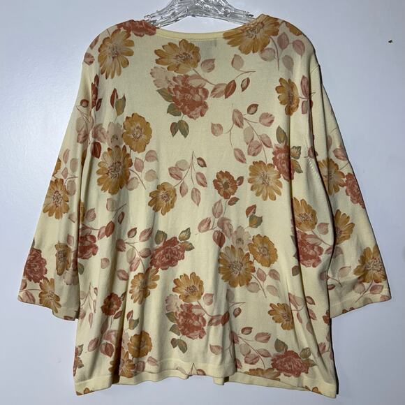 Vintage Eddie Bauer Fall All Over Print Button Up Cardigan Sweater Womans XXL - Picture 2 of 6